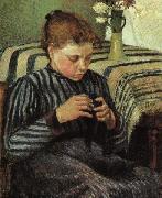 Camille Pissaro Girl Sewing France oil painting reproduction
